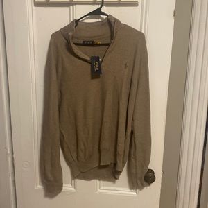 Large Ralph Lauren Brown Quarter Zip. Never worn.